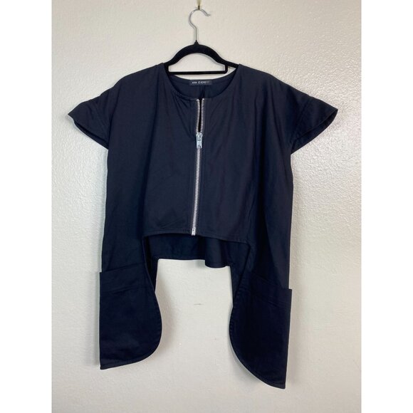 Ann Everett Asymmetrical Black Zip Front Tunic Size One Size M Grunge Streetwear - Picture 15 of 15